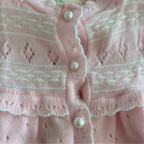 Vintage Babytogs Sweet Pink Button-Up Cardigan Baby Blouse Size 6-9 Months - Picture 2 of 8